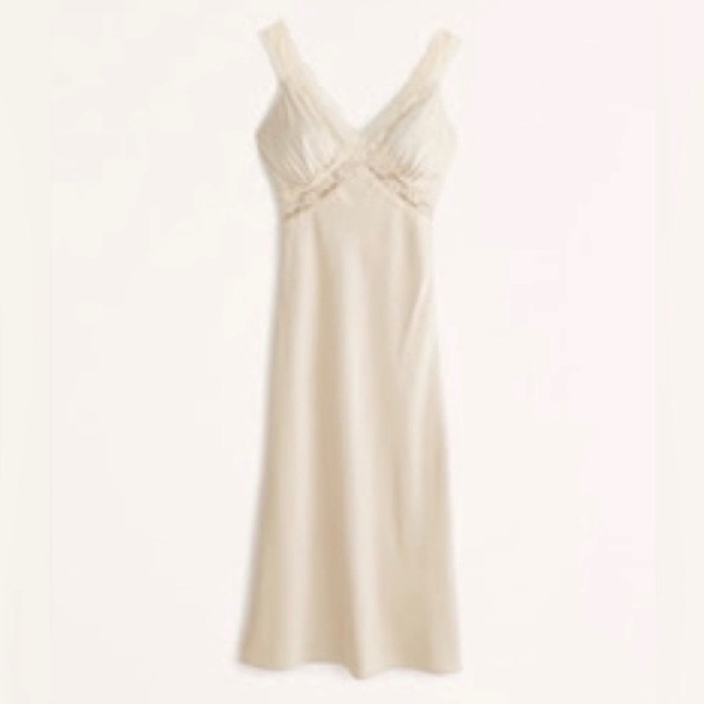 AF Lace Trim Slip Satin Silk Dress - Picture 2 of 2
